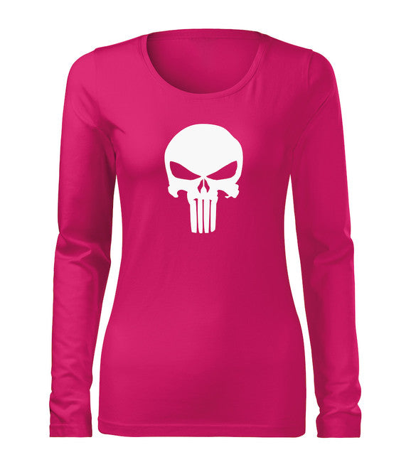 DRAGOWA Slim damen-Langarmshirt punisher, rosa 160g/m2