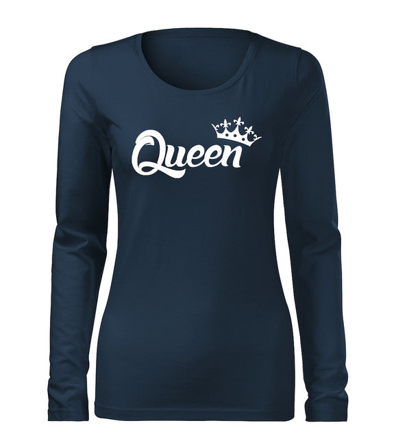 DRAGOWA Slim damen-Langarmshirt queen, dunkelblau 160g/m2