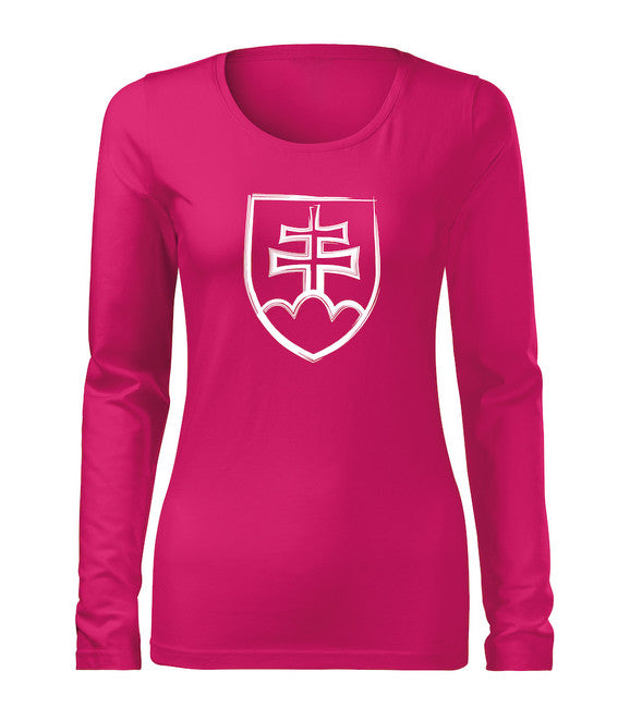DRAGOWA Slim damen-Langarmshirt Slowakisches Wappen, rosa 160 g/m2