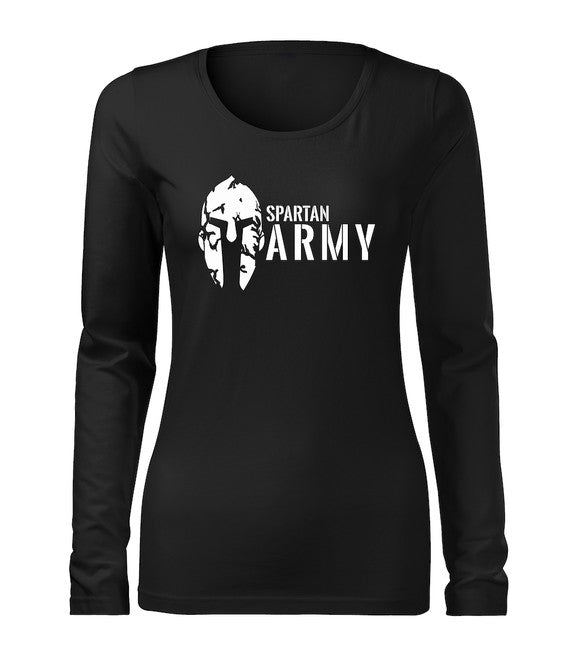 DRAGOWA Slim damen-Langarmshirt spartan army, schwarz 160g/m2