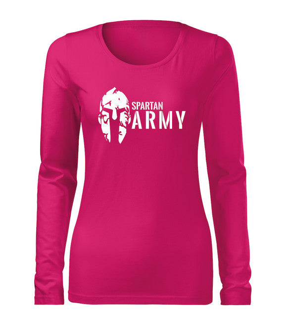 DRAGOWA Slim damen-Langarmshirt spartan army, rosa 160g/m2