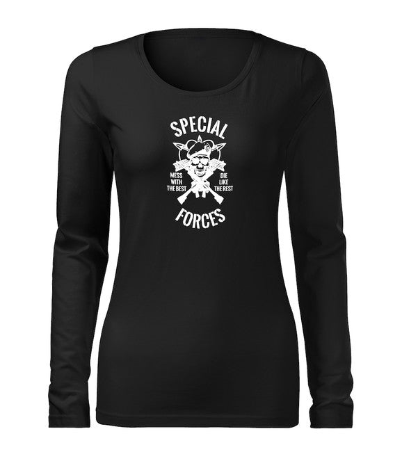 DRAGOWA Slim damen-Langarmshirt special forces, schwarz 160g/m2