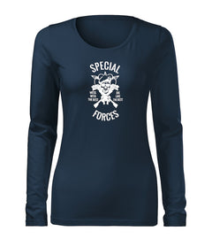 DRAGOWA Slim Damen-Langarmshirt special forces 160 g/m², dunkelblau
