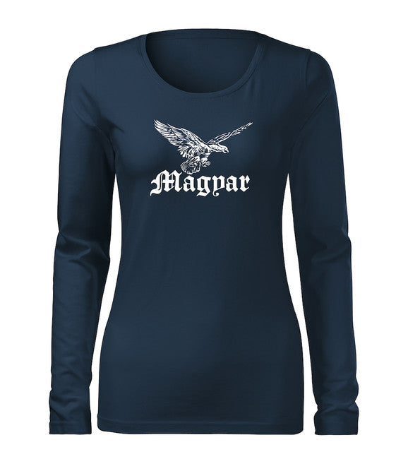 DRAGOWA Slim damen-Langarmshirt Turul, dunkelblau 160 g/m2
