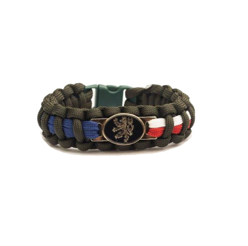 Cordell paracord Armband Cesky lev oliv, zapinanie na klip sirka 1,9cm