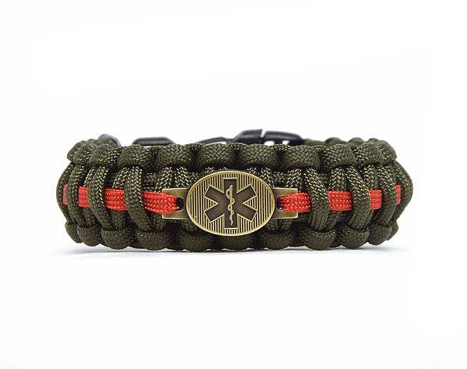 Cordell paracord Armband Militär zdravotnik sirka 2,4cm, oliv, zapinanie na klip