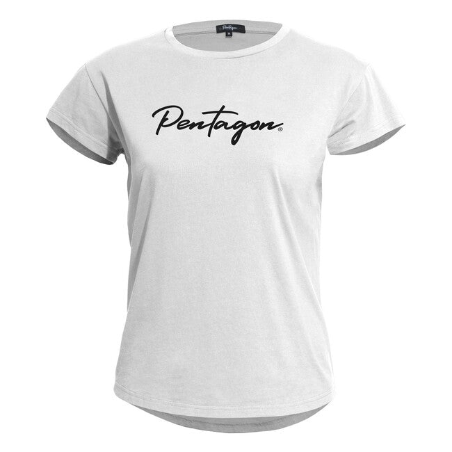 Pentagon Damen- kurz T-Shirt Whisper Calligraphy, weiß