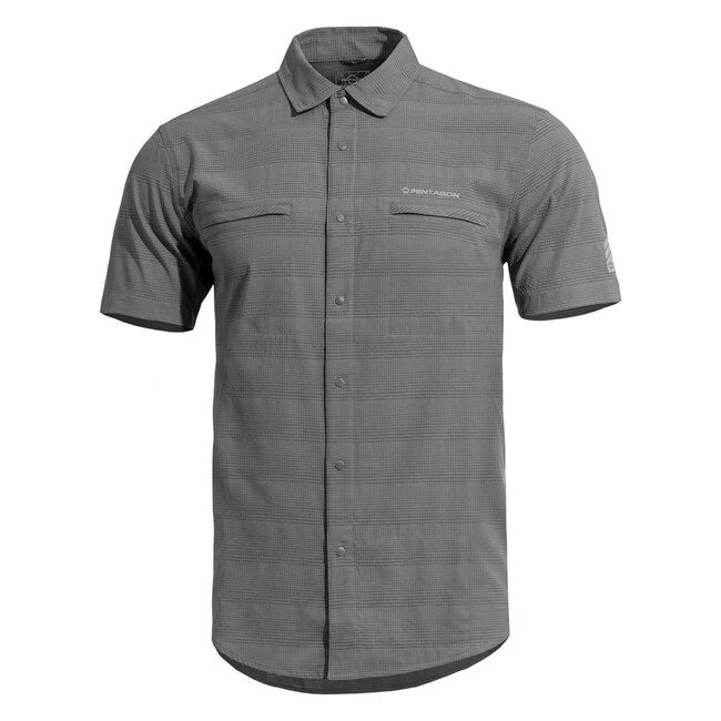 Pentagon Hemd Kurzarm Ripple, grau