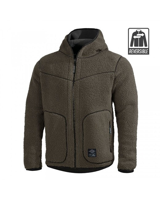 Pentagon Herren- beidseitig Fleece- Jacke Ianos Sherpa, dunkelgrün/schwarz
