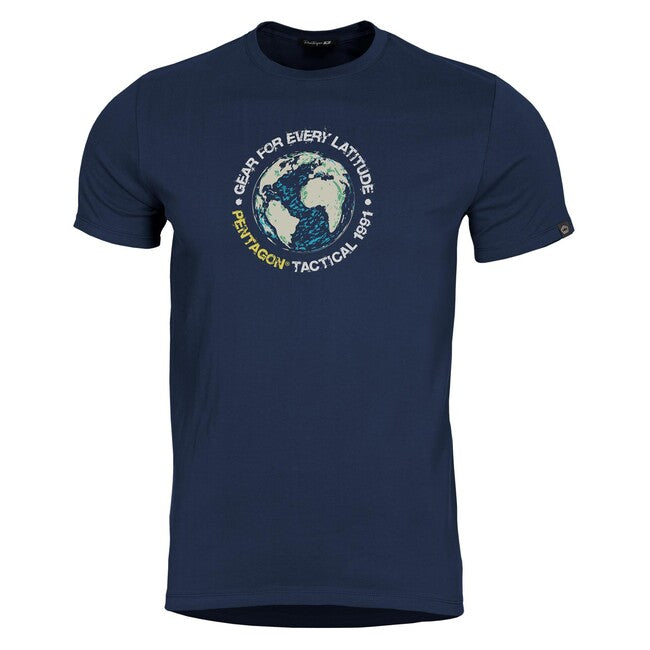 Pentagon Herren-T-Shirt Kurzarm Globe, midnight blue