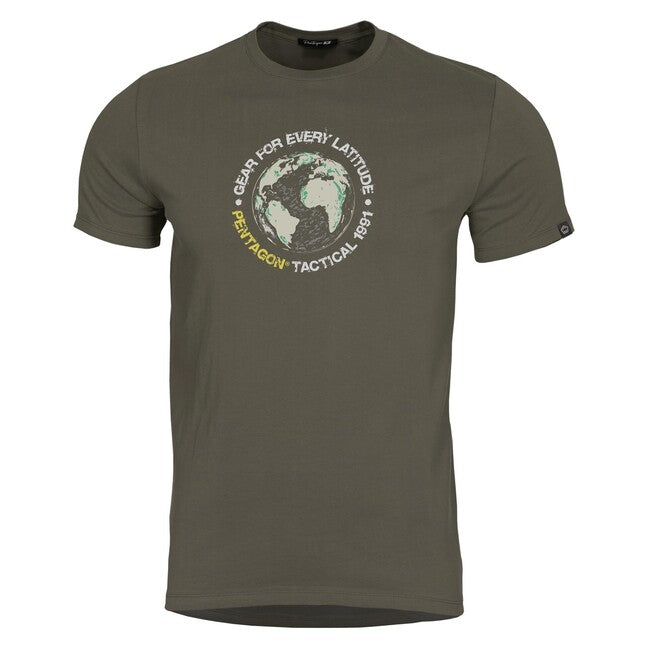 Pentagon Herren-T-Shirt Kurzarm Globe, dunkelgrün