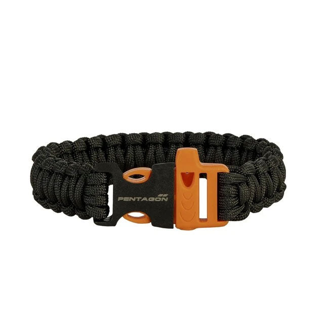 Pentagon parakord Armband Pselion, schwarz/orange