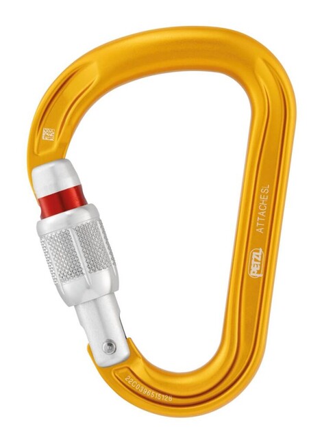 Petzl Attache HMS-Karabiner mit rundem Querschnitt und Verschlusssicherung, gelb