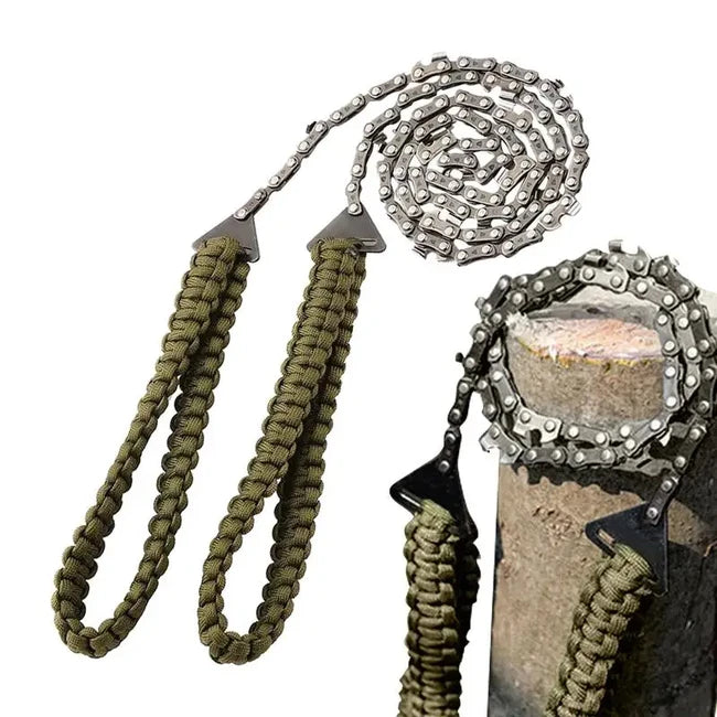 DRAGOWA TACTICAL Wander taschenkettensäge mit Paracord-Griff, grün