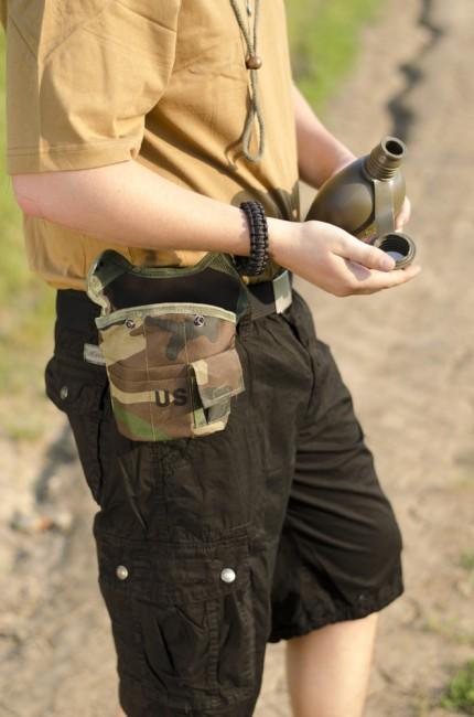 Mil-Tec US Field Bottle 1L with ALU Cup, Woodland