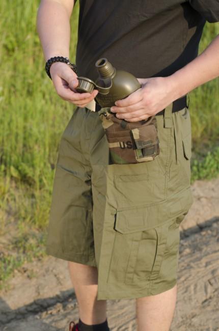 Mil-Tec US Field Bottle 1L with ALU Cup, Woodland