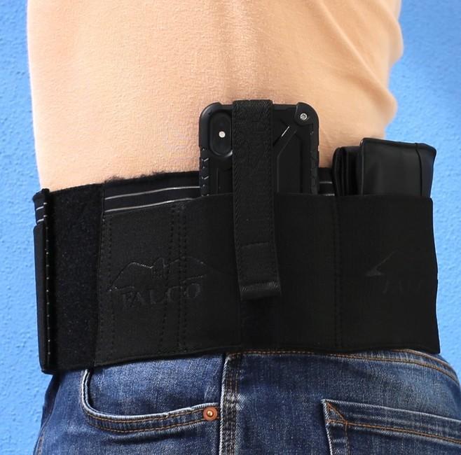 Falco B102 halb atmungsaktiver elastischer Gürtel für verdecktes Tragen von Waffen, schwarz