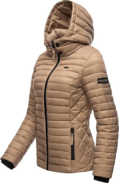 Marikoo Samtpfote damen-Übergangsjacke mit Kapuze, taupe grey