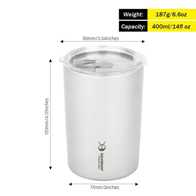 Silverant Doppelwandiger Becher aus Titan mit Strohhalm 400 ml