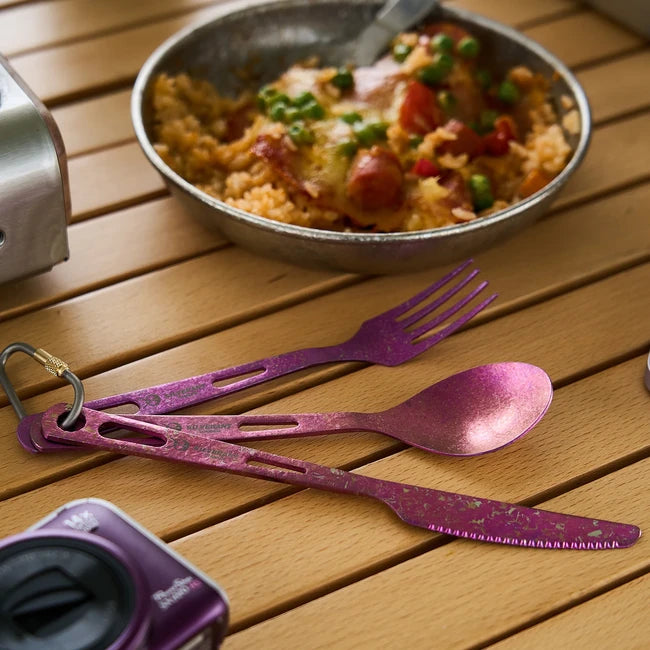 Silverant Titanium Cutlery Set, Purple