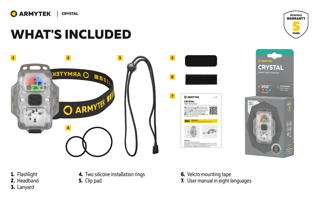 ArmyTek F07102G transparente tragbare LED-Leuchte, Crystal Grey