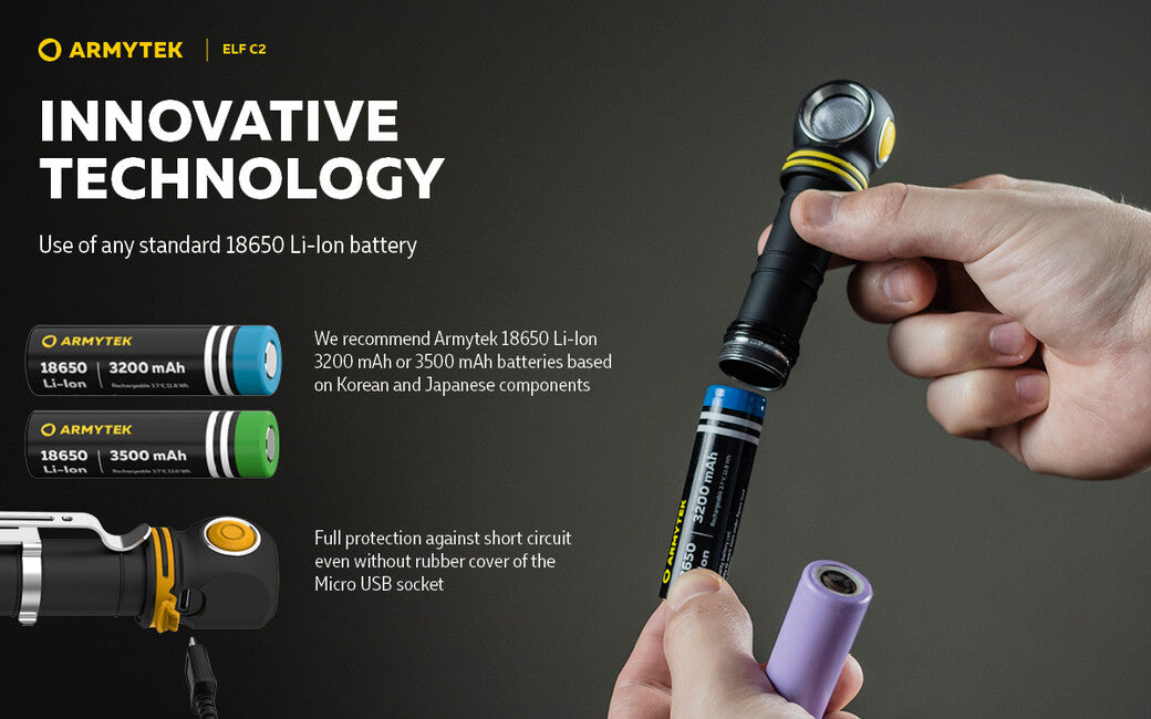 ArmyTek Celovka Elf C2 Micro USB tepla weiß s napajanim z akumulatora 1023 lm