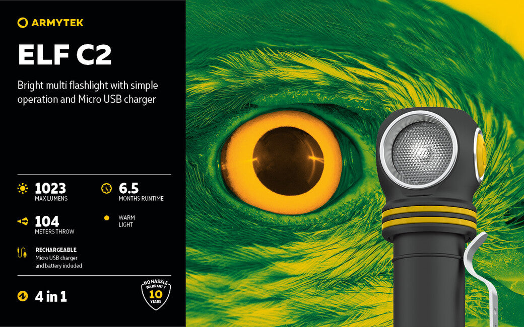 ArmyTek Celovka Elf C2 Micro USB tepla weiß s napajanim z akumulatora 1023 lm