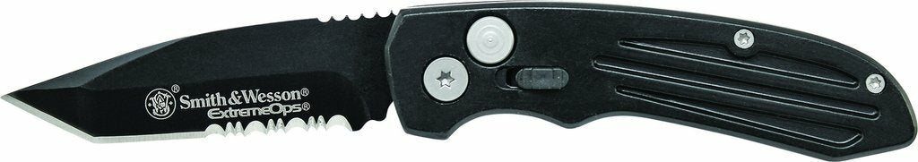 Smith and Wesson Extreme Ops automatisches taktisches Messer 6,4 cm schwarz Aluminium