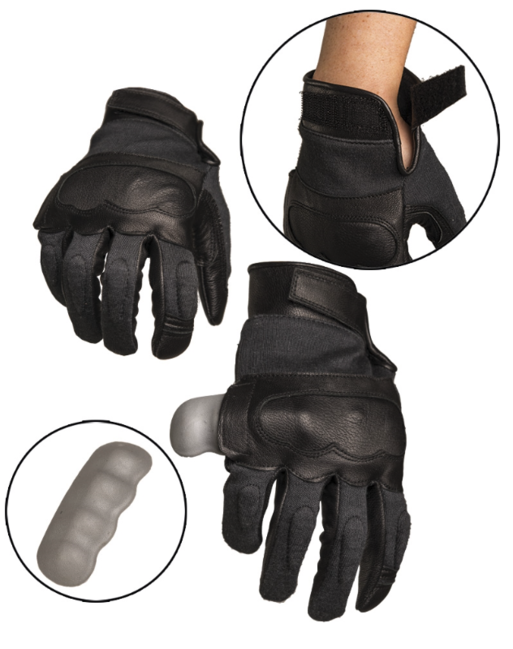 Mil-Tec taktische handschuhe Leder/Kevlar, schwarz