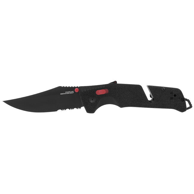SOG Trident AT schließmesser - schwarz & rot - teilweise gezahnt
