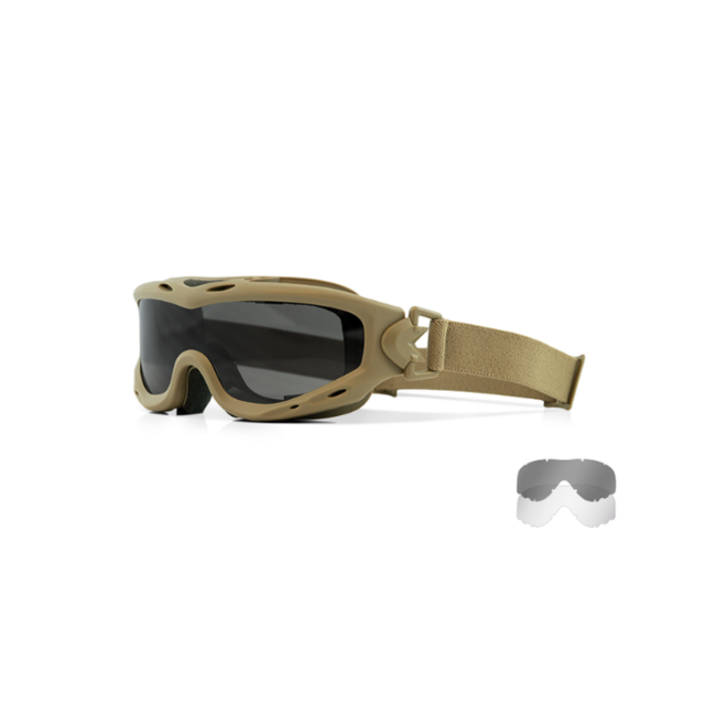 WILEY X SPEAR taktische Brille, rauchfarbene + klare Gläser / matter sandfarbener Rahmen