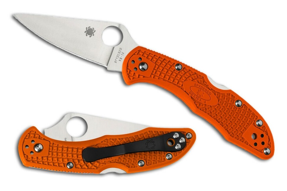 Spyderco Delica 4 Lightweight Flat Ground taschenmesser 7,5 cm orange FRN