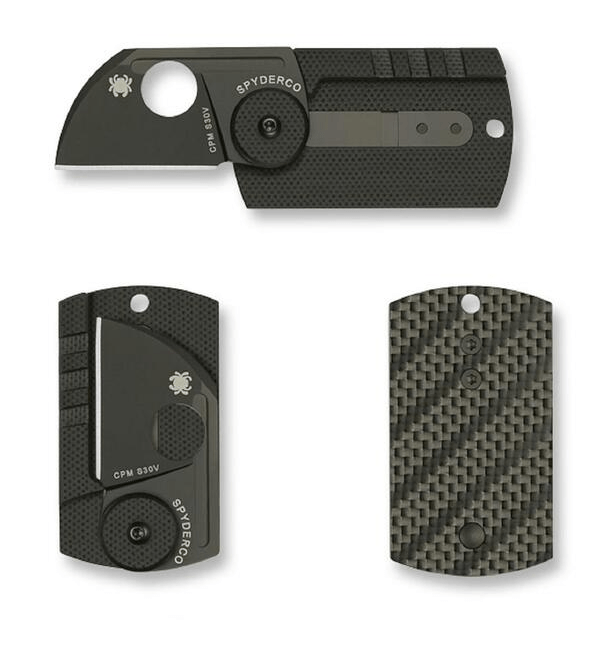 Spyderco Dog Tag Folder taschenmesser 3,1 cm schwarz kohlefaser g10