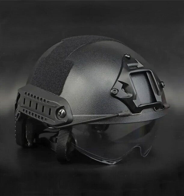 DRAGOWA Tactical Fast MH taktischer Helm mit Brille Charger, schwarz (ohne Zertifizierung)