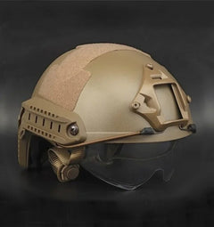 DRAGOWA Tactical Fast MH taktischer Helm mit Brille Charger, Coyote (ohne Zertifizierung)