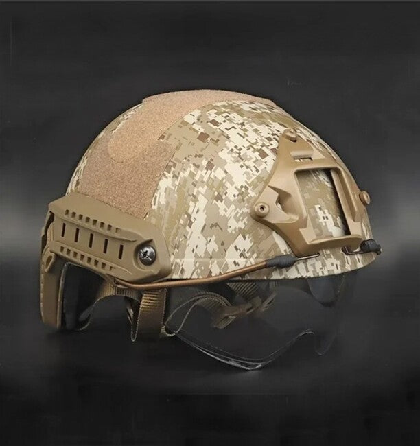 DRAGOWA Tactical Taktická helma Fast MH s okuliarmi Charger, Digital Desert (bez certifikácie)