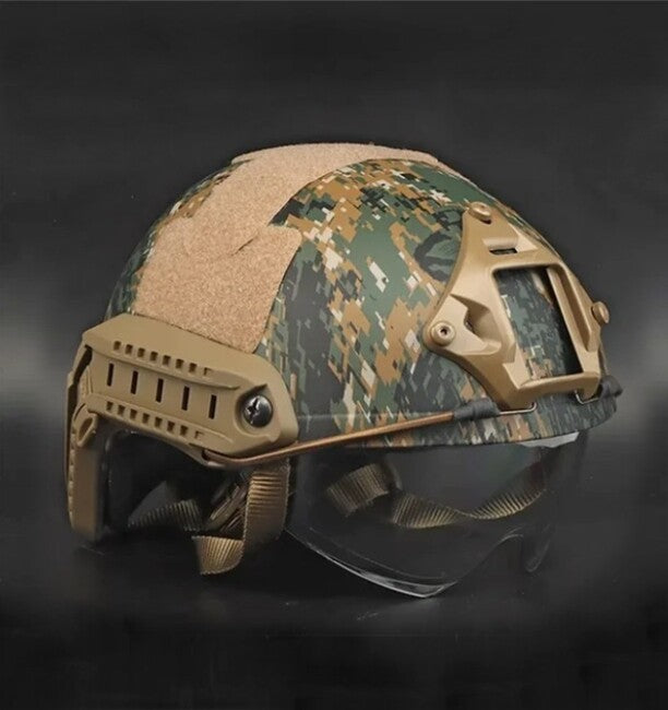 DRAGOWA Tactical Taktická helma Fast MH s okuliarmi Charger, Digital Woodland (bez certifikácie)