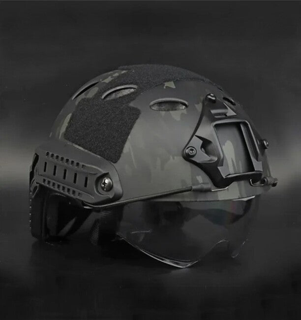 DRAGOWA Tactical Fast PJ taktischer Helm mit Brille Bolt, CP black (ohne Zertifizierung)