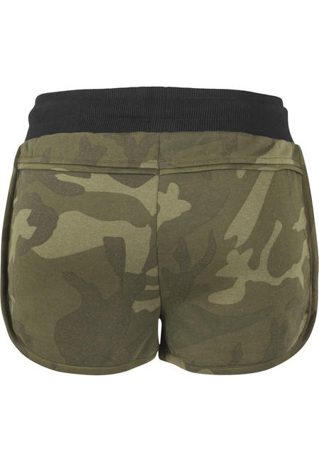 Urban Classics dámske maskáčové kraťasy, olive camo