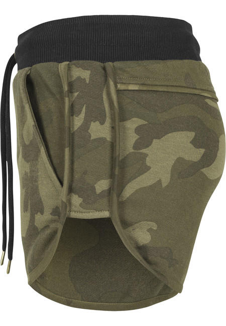 Urban Classics dámske maskáčové kraťasy, olive camo