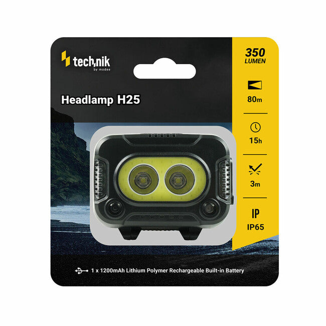 Technik Stirnlampe mit gummiertem, LED CREE XPG-2+LED COB, USB-C, Rotlicht, Stroboskop