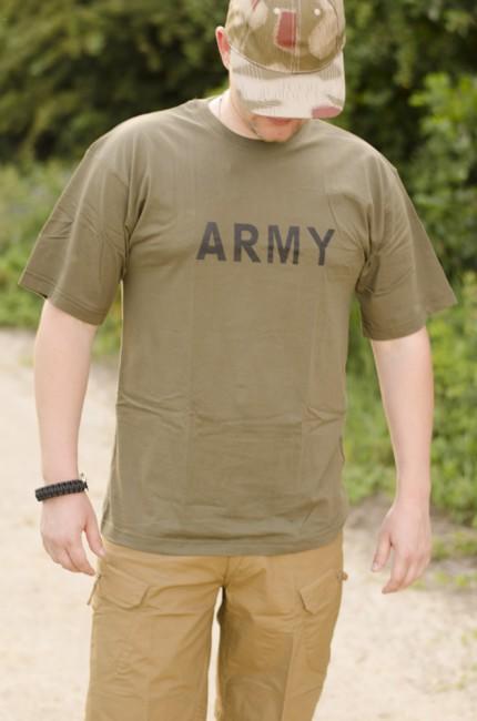 MFH T-shirt mit Aufschrift Army, olive, 160g/m2