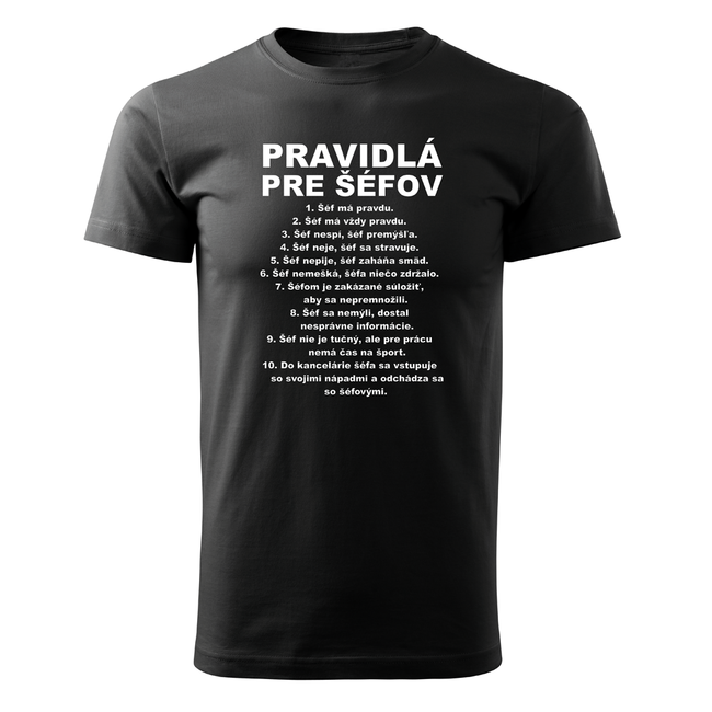 DRAGOWA Kurzarmshirt Regeln für Chefs, schwarz 160 g/m2