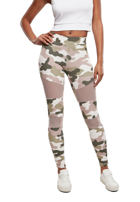 Urban Classics Tech Mesh Damen-Leggings, duskrose camo