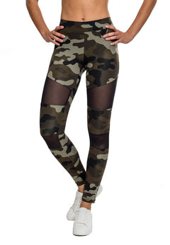 Urban Classics Tech Mesh Damen Leggings, Woodcamo