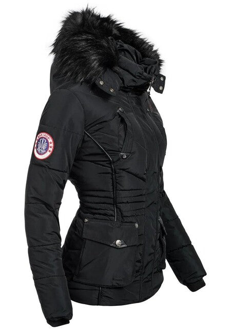 Marikoo VANILLA damen-winterjacke mit kapuze, schwarz