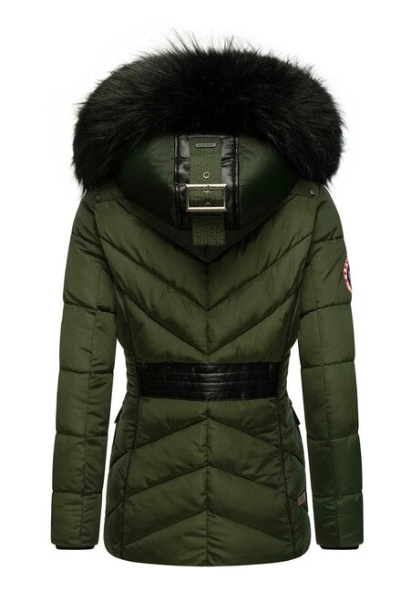 Marikoo VANILLA oliv damen-Winterjacke mit Kapuze