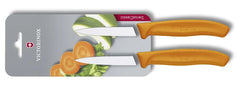 Victorinox Swiss Classic 2-teiliges Messerset mit glatter Klinge, Orange