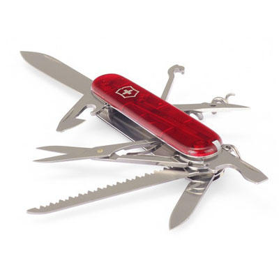 Victorinox vreckový nôž transparentný 91mm Huntsman červený