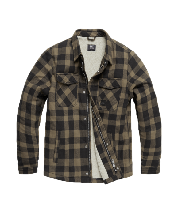 Vintage Industries Craft Heavyweight Sherpa Jacke, beige kariert